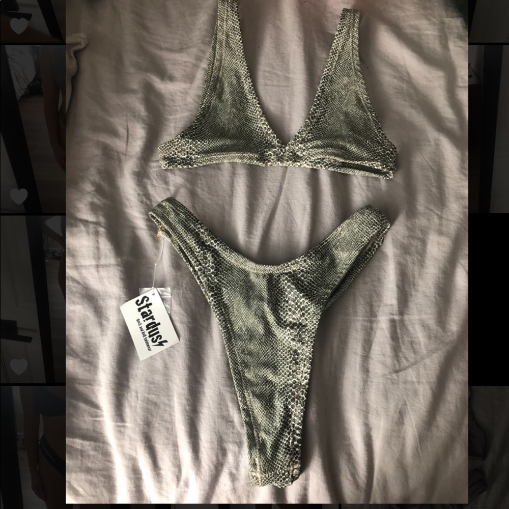 Bright green snakeskin bikini or festival set